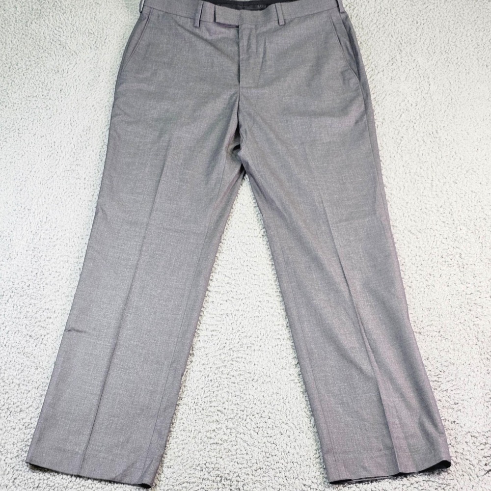 Savane Premium Flex Dress Pants Mens 32x30 Gray Flex Waist Stretch No Iron - Picture 2 of 12
